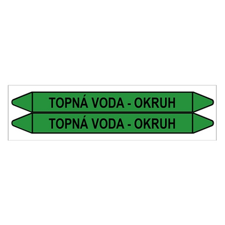 Značení potrubí, topná voda - okruh,2 ks, 450 × 52 mm